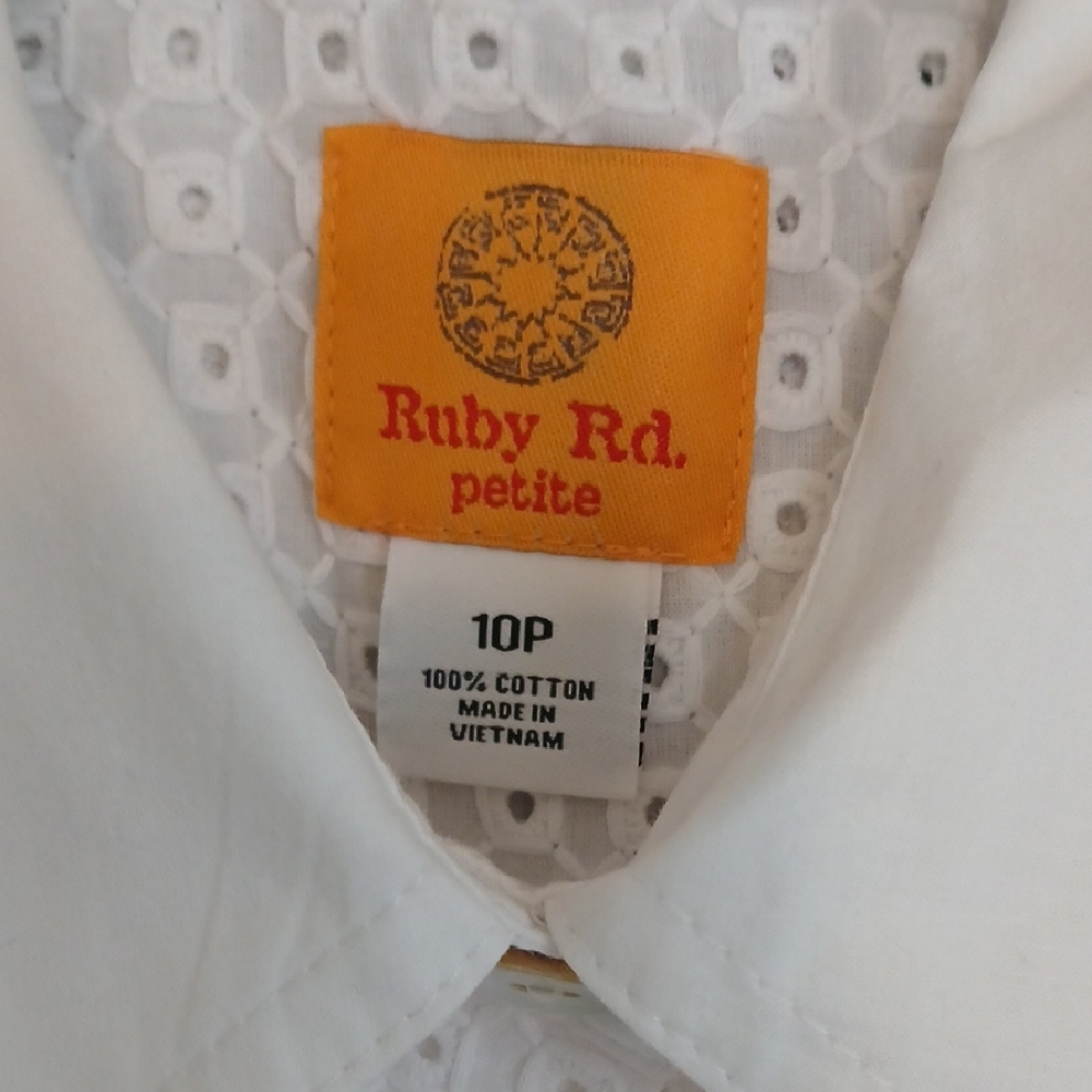 Ruby Rd. White Eyelet Jean Jacket - Picture 2 of 8